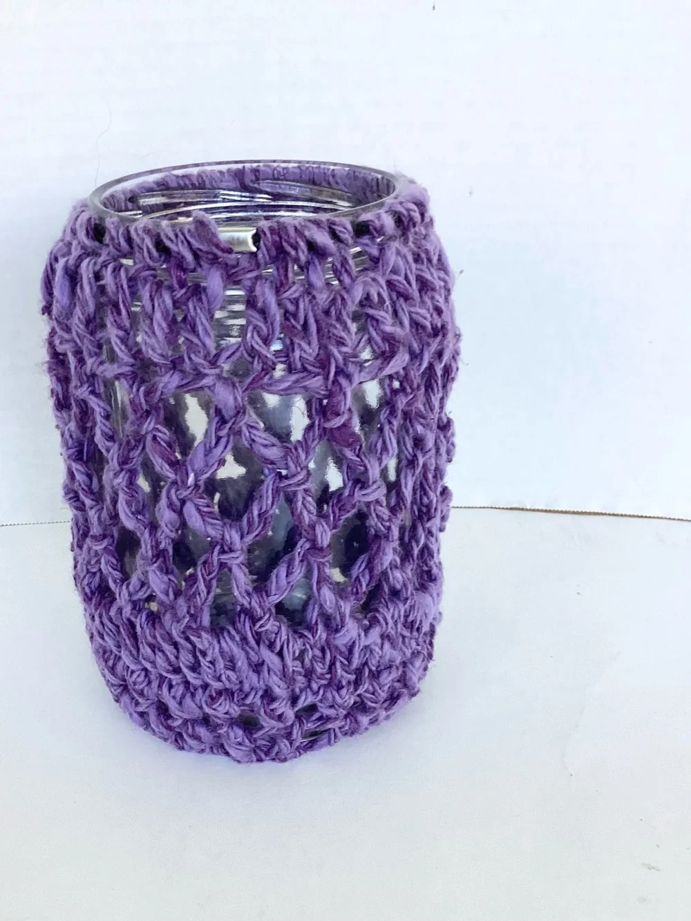 Vase Container Cover Handmade Crochet Purple Boho - Picture 3 of 11